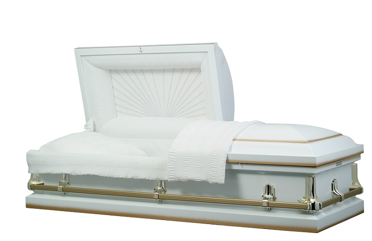 Photo of American White w/Gold Shade Steel Casket Casket