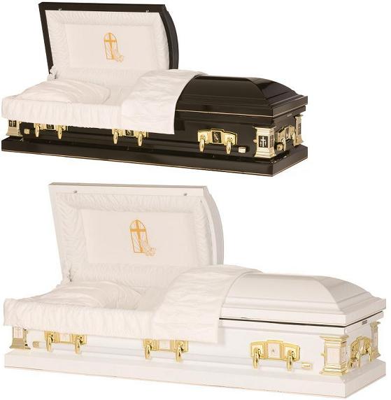 Image of Chapel Cross Ebony or White/Gold Steel Casket Casket