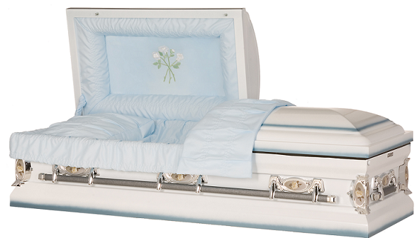 Image of Blue & White Spray Rose Steel Casket Casket