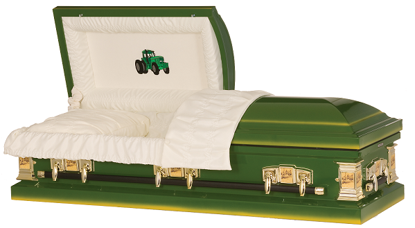 Image of Farmer Green Tractor Steel Casket Casket