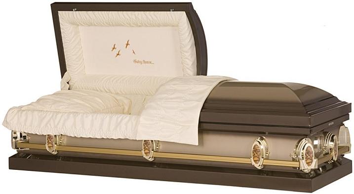 Image of Sunset Gold w/Bronze Going Home Steel Casket Casket