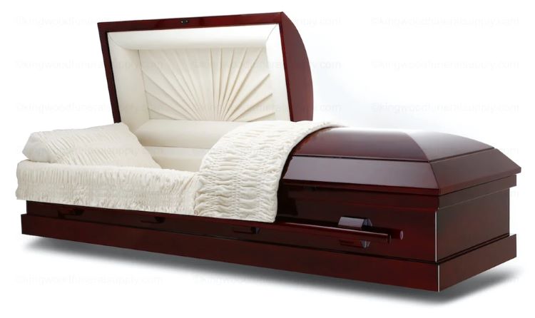 Image of CLASSIC - Mahogany Veneer Cremation or Burial Casket Casket