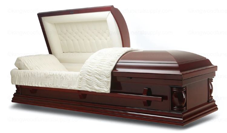 Image of ELITE - Dark Cherry Veneer - Cremation or Burial Casket Casket