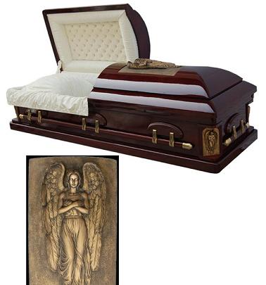 Photo of ArchAngel Shield & Keepsakes - Solid Cherry Golden Memory Casket