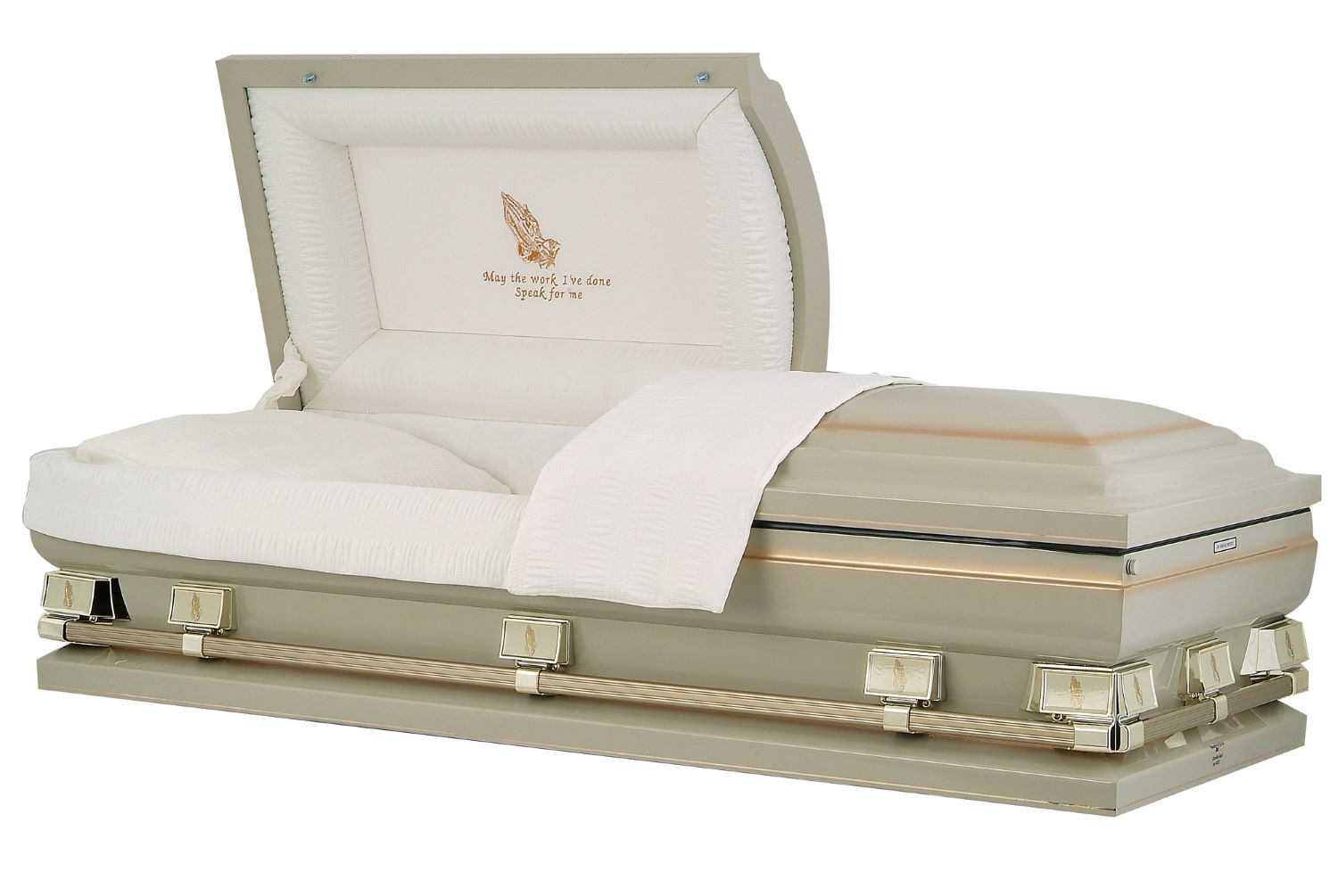 Photo of Praying Hands Almond -Powder Gold Oversize Casket Casket