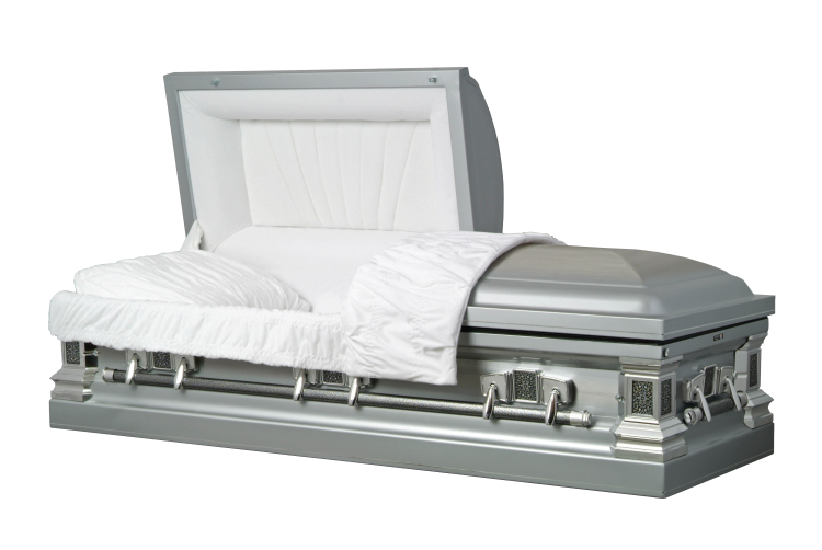 Image of Stainless Steel - Silver Diamond Casket Casket