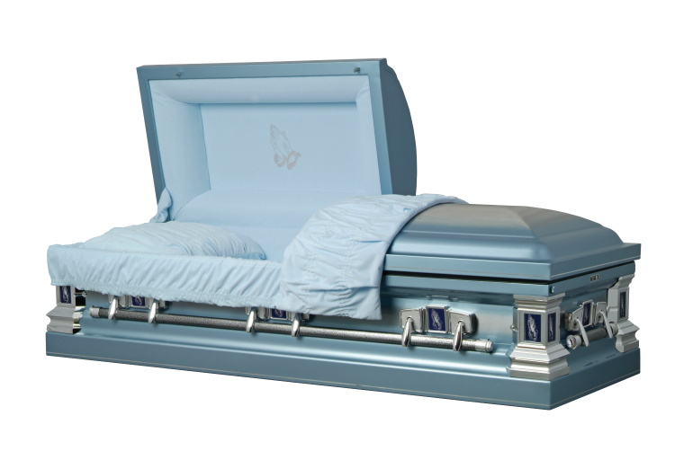 Image of Stainless Steel - Praying Hands Blue Mist  Casket Casket