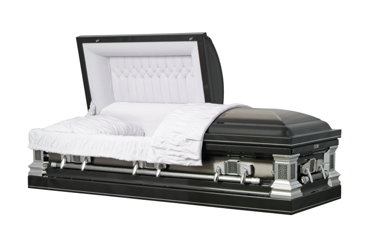 Image of Stainless Steel - Remington Silver/Black Casket Casket