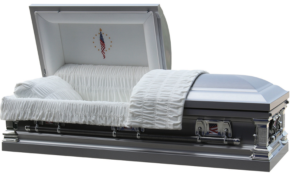 Photo of Brushed Platinum Veteran Tribute Steel Casket Casket