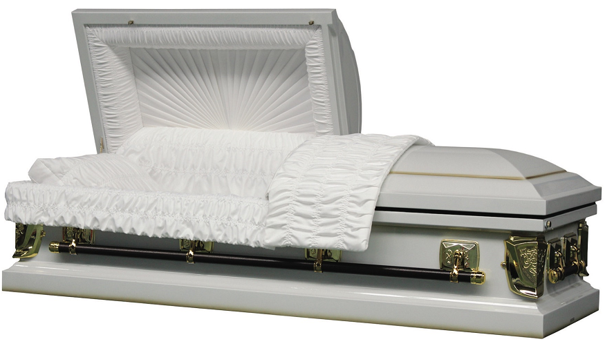 Photo of Regal White/Gold 20ga Casket with Gasket/Lock Casket