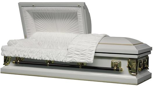 Image of Regal White/Gold 20ga Casket with Gasket/Lock Casket